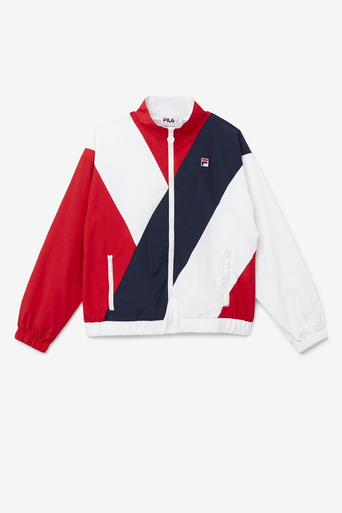 Fila Jacket Womens Red/White/Navy - Ishani Windbreaker - Philippines 4031259-JL